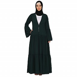 Coat collar Abaya with white inner- Bottle Green Coat collar Abaya with white inner- Bottle Green